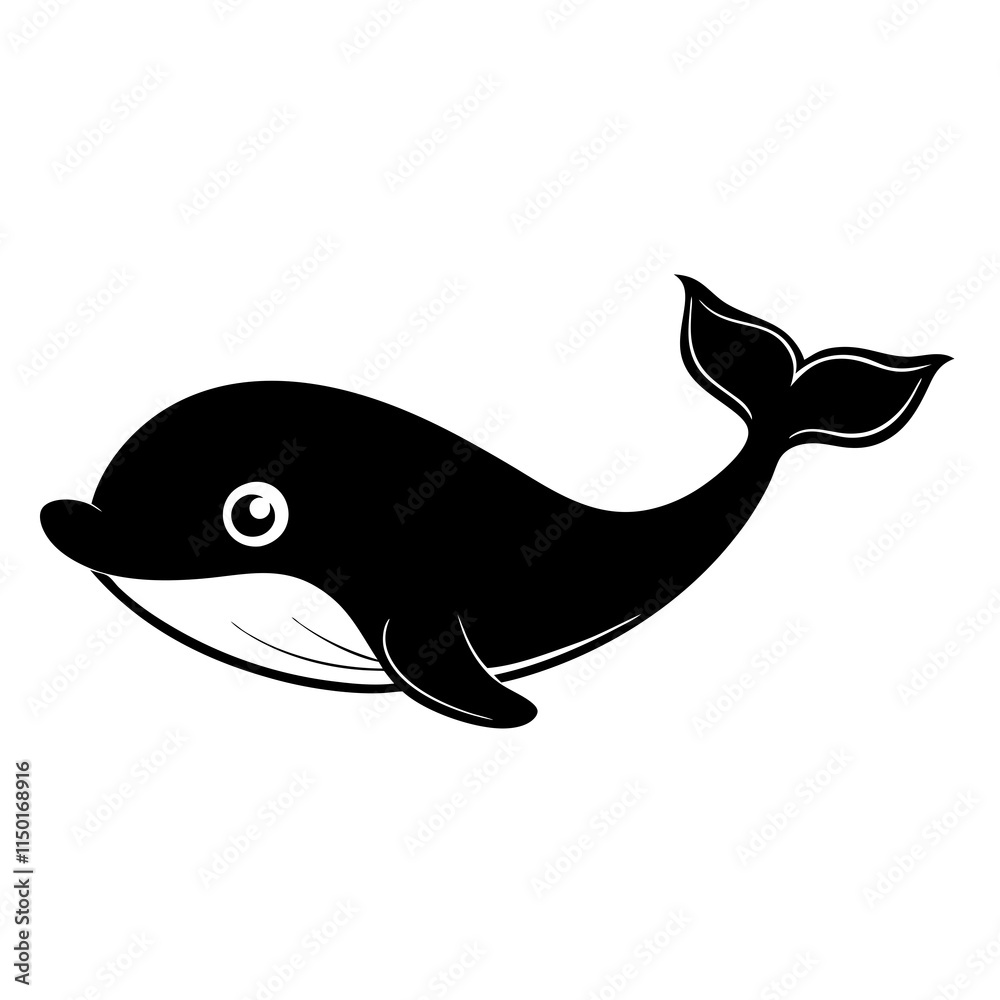 Whale cartoon vector silhouette Whale cartoon vector silhouette
