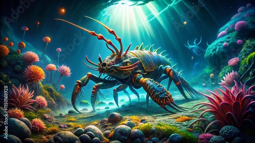 Prehistoric Sea Scorpion Jaekelopterus Rhenaniae - Surreal Underwater Realm photo