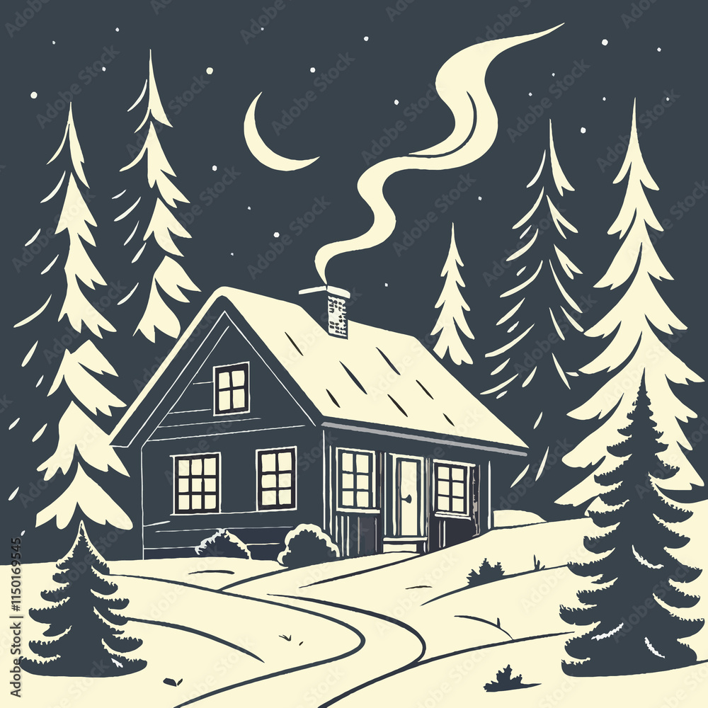 Obraz premium winter landscape with houses