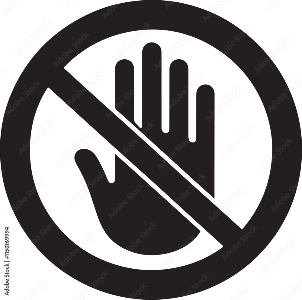 Do Not Touch Warning Sign Silhouette Vector Illustration