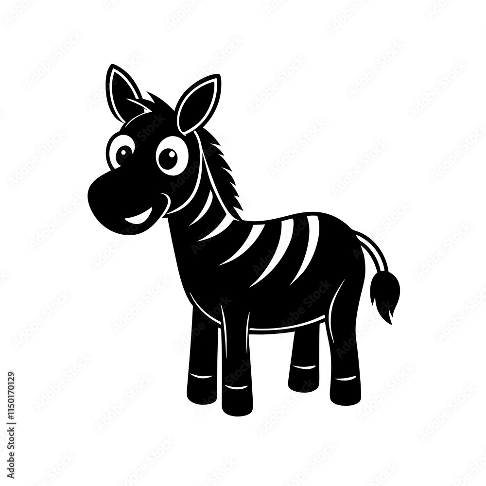 Fototapeta premium Zebra cartoon vector silhouette