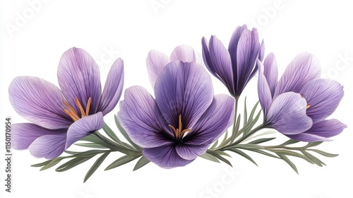 beautiful saffron flower clipart isolated on a white background saffron flower