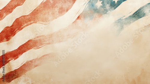 Aged American Flag on Beige Paper - Patriotism, history, remembrance, freedom, heritage.  A textured aged American flag image evokes feelings of national pride and historical significance. photo