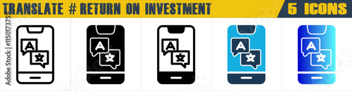 Translate icon with 5 styles (outline, solid, mixed, duotone and solid gradient)