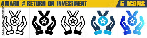 Award icon with 5 styles (outline, solid, mixed, duotone and solid gradient)