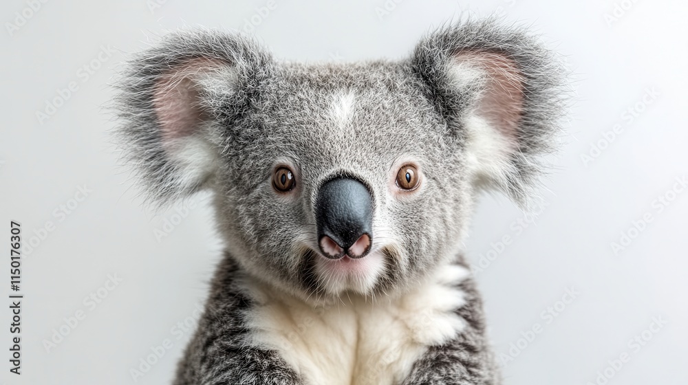 Fototapeta premium close up of koala stock photo generated ai isolated on a white backgroun