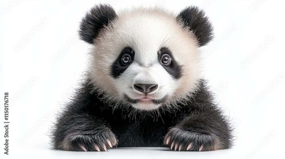 Naklejka premium close up of panda stock photo generated ai isolated on a white backgroun