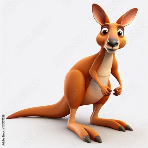 Smiling cartoon kangaroo with bright colors posing playfully against white background, representing cheerful children's character design