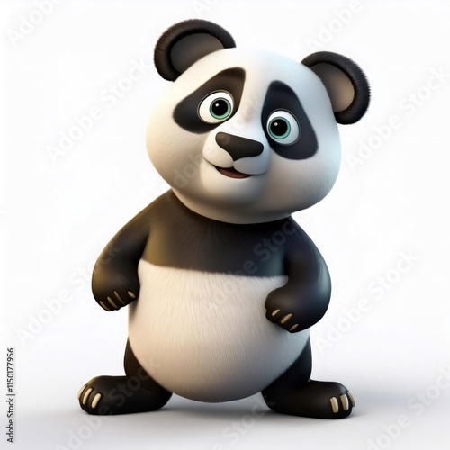 Cartoon panda posing confidently, radiating adorable, playful charm with bold stance photo