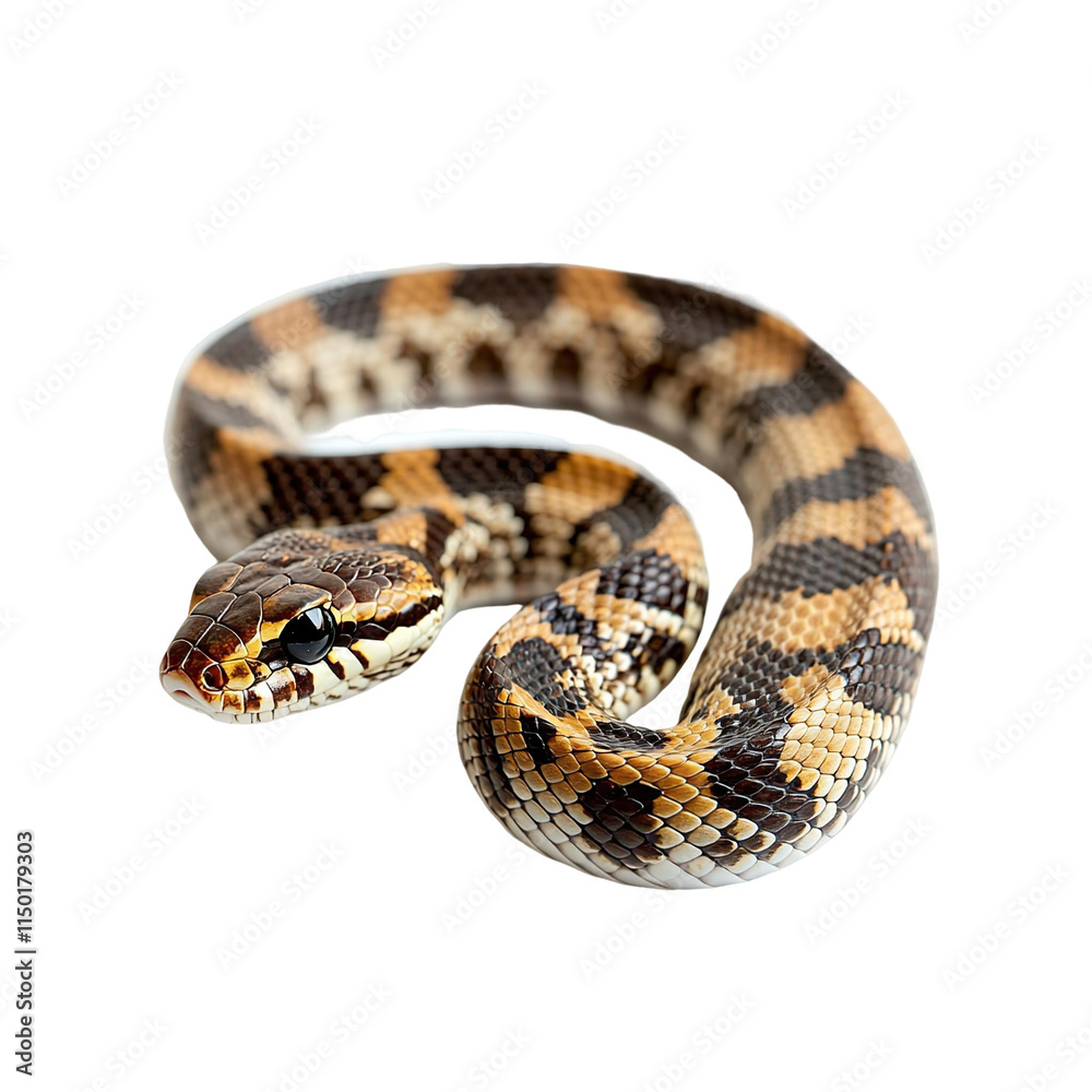 Fototapeta premium Angled view full body shot of an extremely perfect looking single Gopher Snake animal isolated on a white transparent background