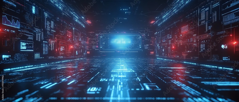 Hightech digital network with virtual interfaces and continuous data exchange, representing communication in a connected world, futuristic and detailed imagery Hightech digital network with virtual interfaces and continuous data exchange, representing communication in a connected world, futuristic and detailed imagery