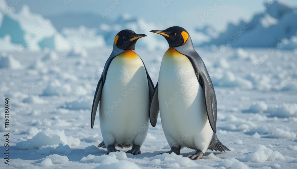 Fototapeta premium two penguins on the snow