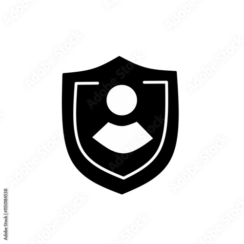 Vector solid icons defense shield. Protective symbol, safety and security of home, plants, mail from viruses and different troubles. Medieval shield and sword, coat of arms. Silhouette black set