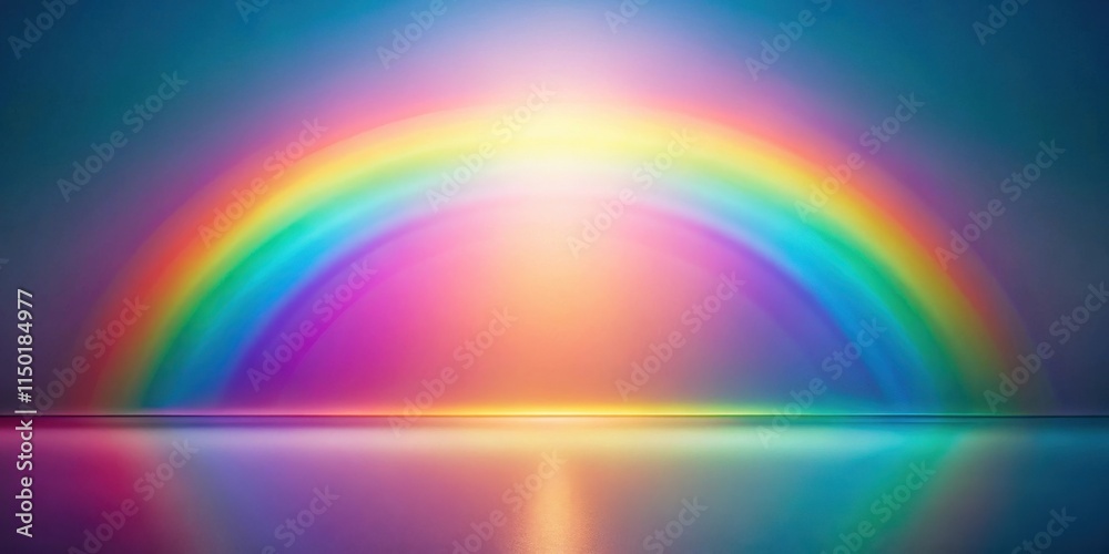 Obraz premium Serene Rainbow Arc Over a Calm, Reflective Surface