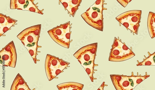 Cheese pizza seamless pattern background photo