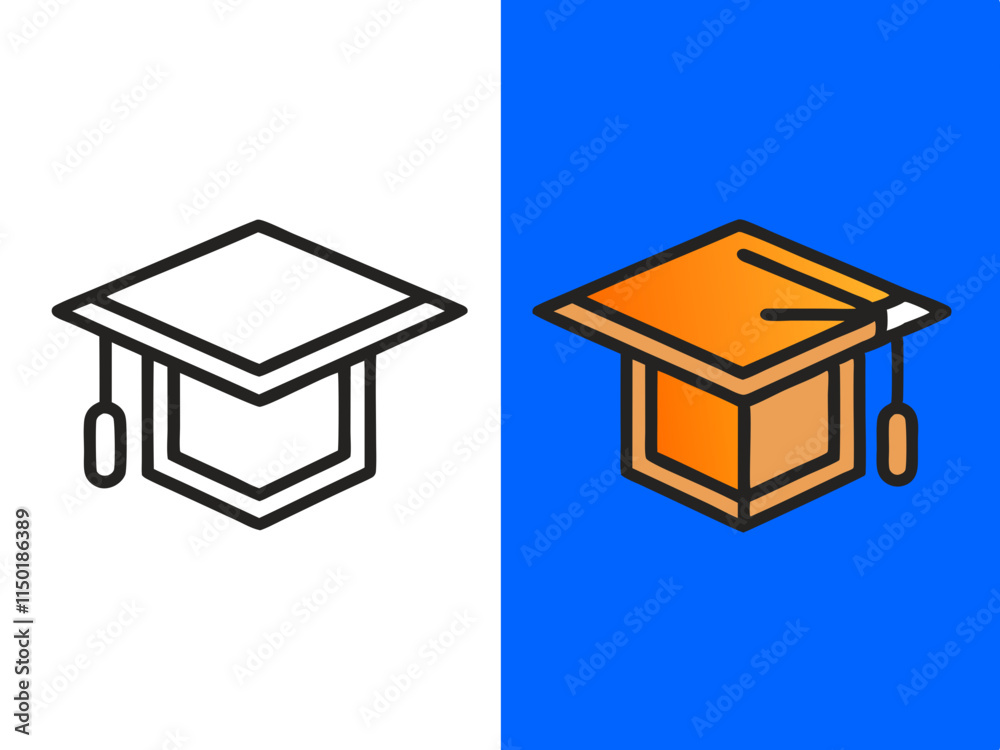 Graduation cap line icon vector illustration set. Graduation cap line icon vector illustration set.