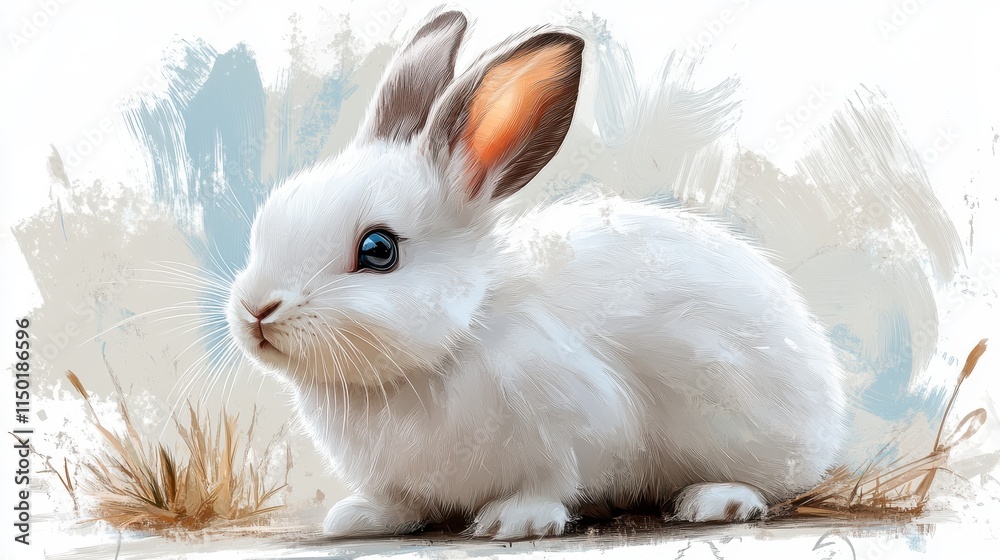Obraz premium illustration of a white rabbit isolated on a white background white rabbit