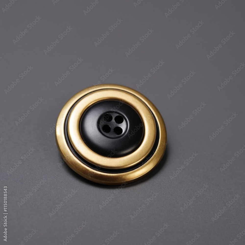 Elegant black button with a gold rim Elegant black button with a gold rim