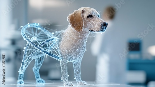 Linear Dog DNA Matrix Medical Research Illustration