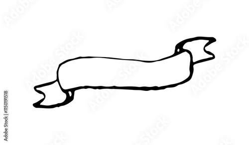 シンプルな手描きのリボン バナー