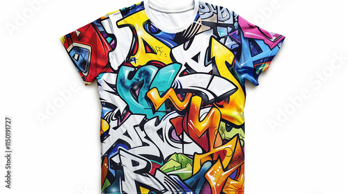 Vibrant Graffiti Art T Shirt for Men on white background.PNG