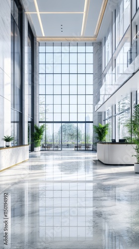 Modern luxury office building interior lobby