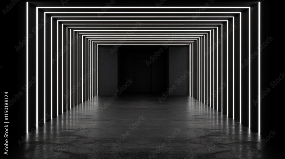 Fototapeta premium Architectural Design of an Illuminated Minimalist Passageway A Creative View