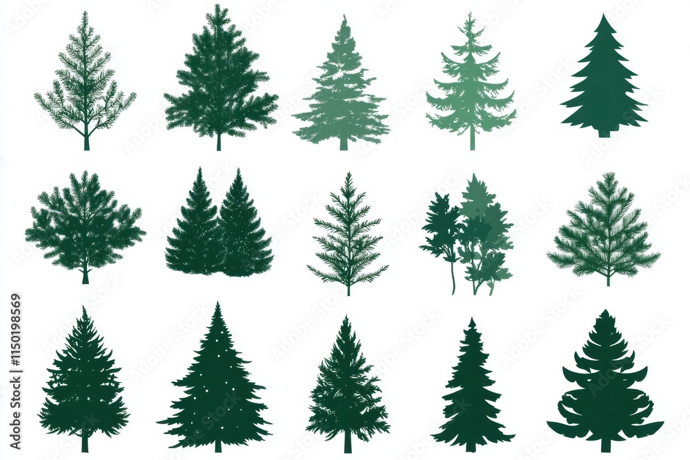 Collection of Evergreen Tree Silhouettes Collection of Evergreen Tree Silhouettes