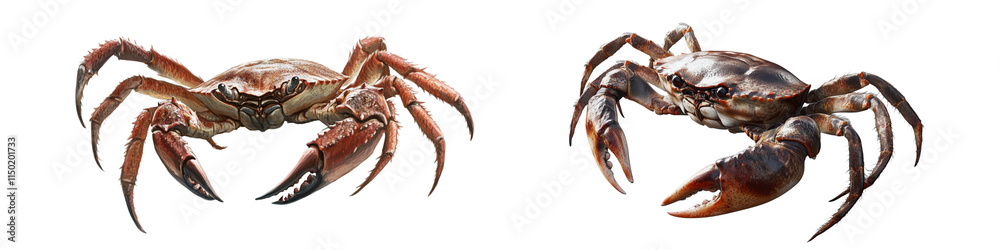 Two crabs are shown side by side, one is larger than the other