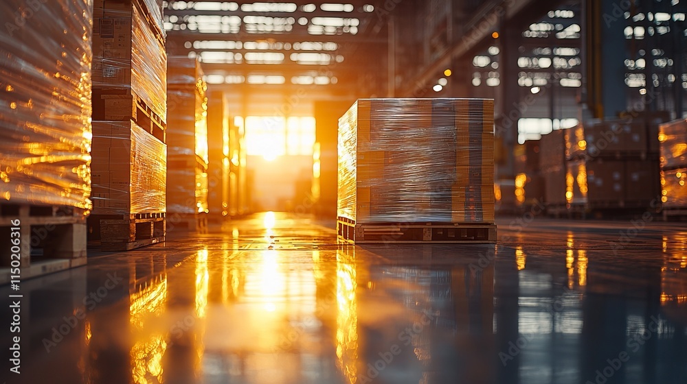 Warehouse Sunset with Reflections on the Floor Warehouse Sunset with Reflections on the Floor