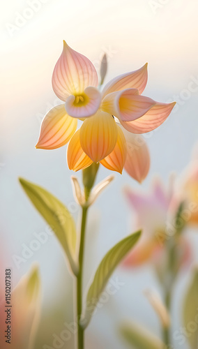 A stunning close-up of beautiful Alstroemerias flowers bathed in gentle morning light. Created with generative AI 