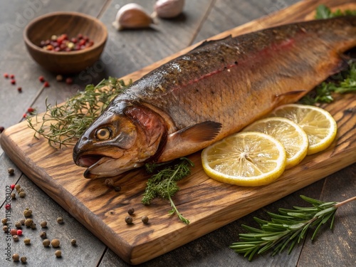 Smoked Salmon Delicacy: Gourmet Appetizer Close-Up photo