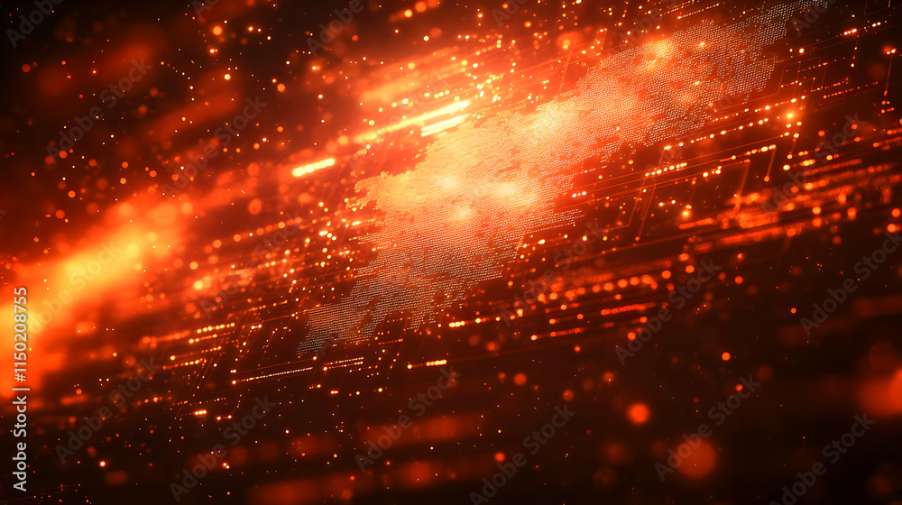 Bokeh Digital Art Holographic Business Presentation with Copy Space Concept