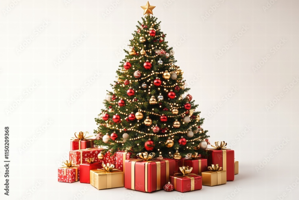 Christmas Tree with Red and Gold Gifts Christmas Tree with Red and Gold Gifts
