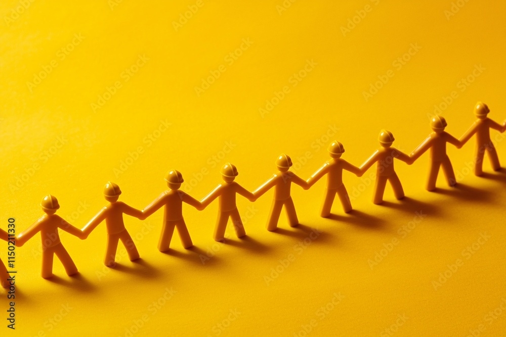 Teamwork Unity Collaboration Yellow Figures Holding Hands Teamwork Unity Collaboration Yellow Figures Holding Hands