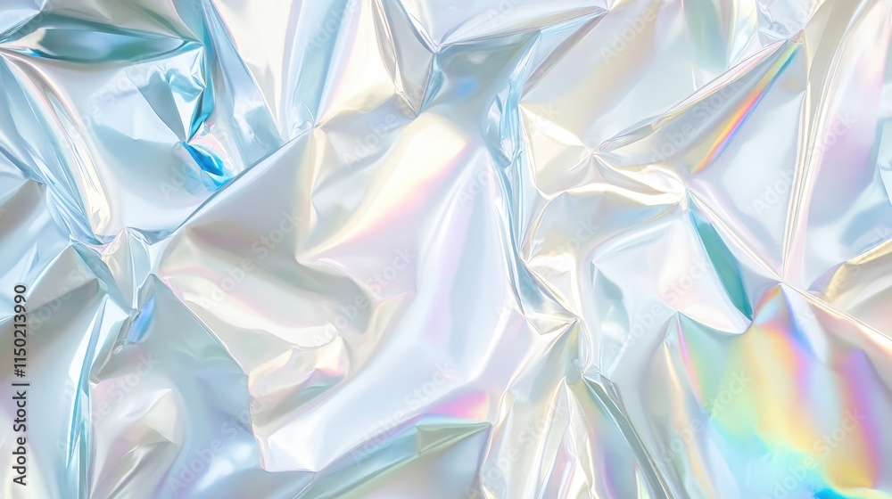 White abstract background with holographic surface. Rainbow silver reflective iridescent texture. White abstract background with holographic surface. Rainbow silver reflective iridescent texture.