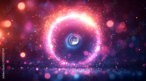Digital Assistant Icon Surrounded by Customer Service Symbols in Soft Abstract Bokeh Background - AI Centrality in Support Concept