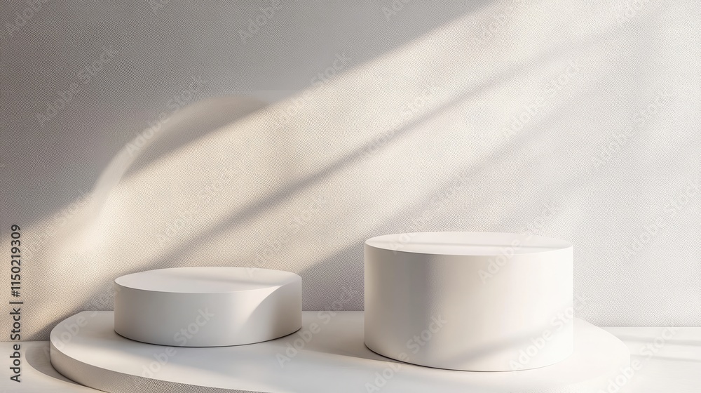 White circle podium stand, 3D cylindrical pedestal display White circle podium stand, 3D cylindrical pedestal display