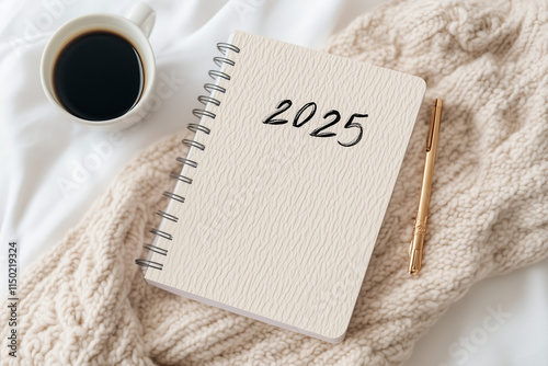 2025 agenda or journal for new year resolutions, organization, planner