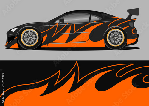 Wrap car design with fire theme