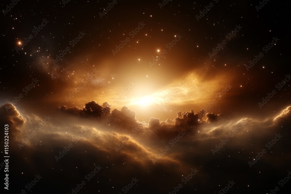 Dazzling cosmic nebula radiating vibrant colors in deep space during star formation Dazzling cosmic nebula radiating vibrant colors in deep space during star formation