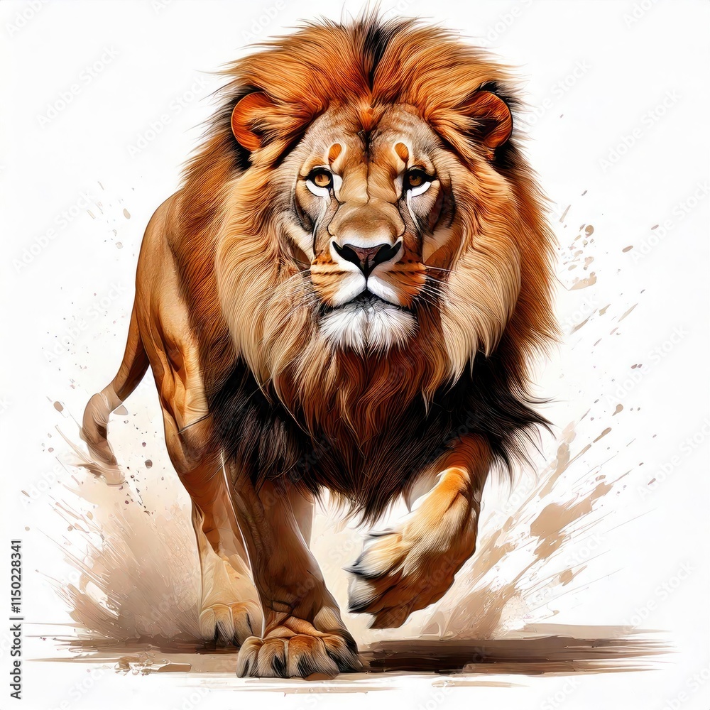 Fototapeta premium lion on white