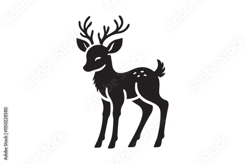 minimalist baby deer vector silhouette black color in white background