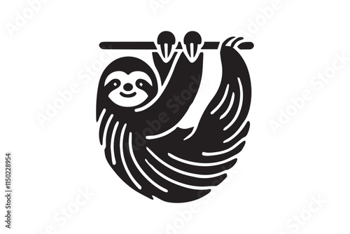 minimalist sloths animal vector silhouette black color in white background