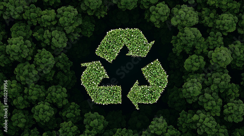 Green Recycling Symbol in F...