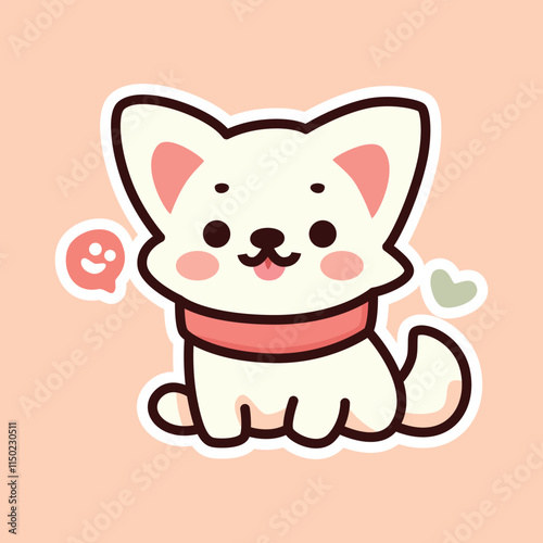 Adorable Brown Dog with Pink Flowers - Cute Cartoon Illustration