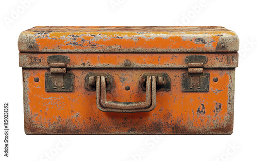 Vintage Orange Tool Box on Transparent Background photo