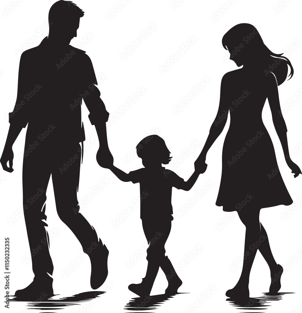 Silhouette vector illustration of family on white background Silhouette vector illustration of family on white background