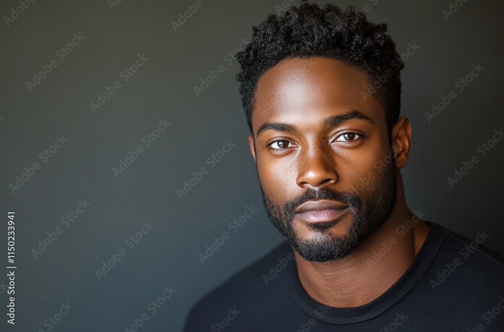 Obraz premium Engaging portrait of a man with a confident expression against a dark backdrop