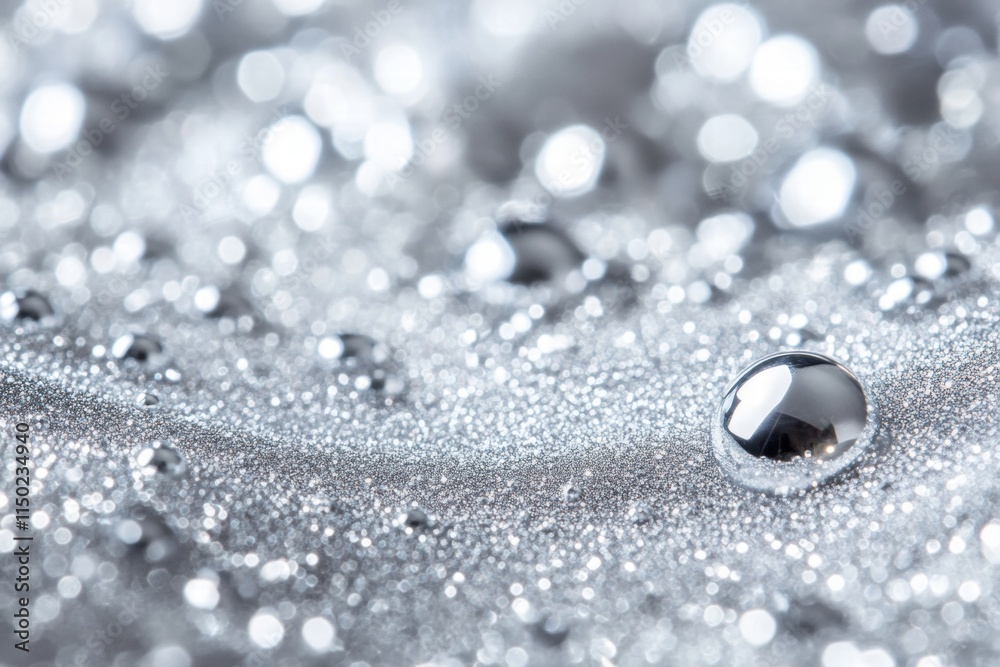 Silver Glitter Background with Water Droplets Silver Glitter Background with Water Droplets
